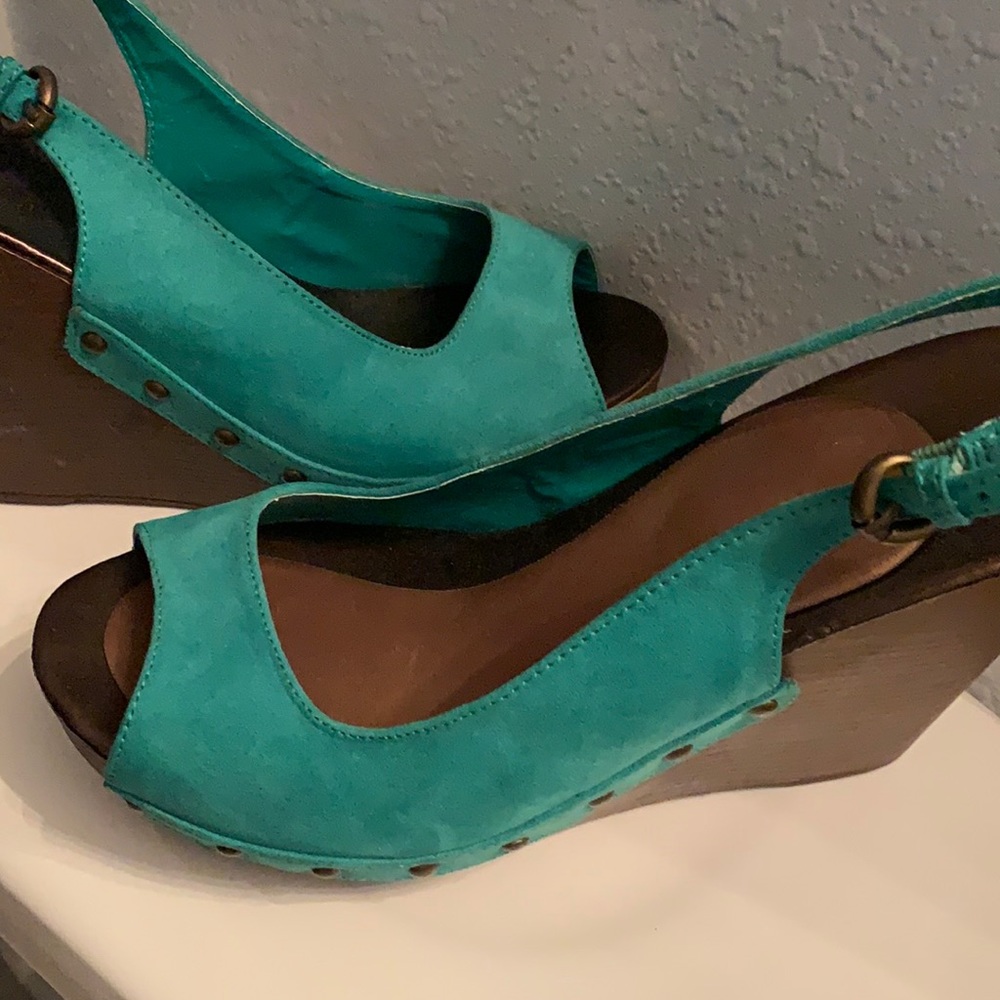 Teal wedges size 10